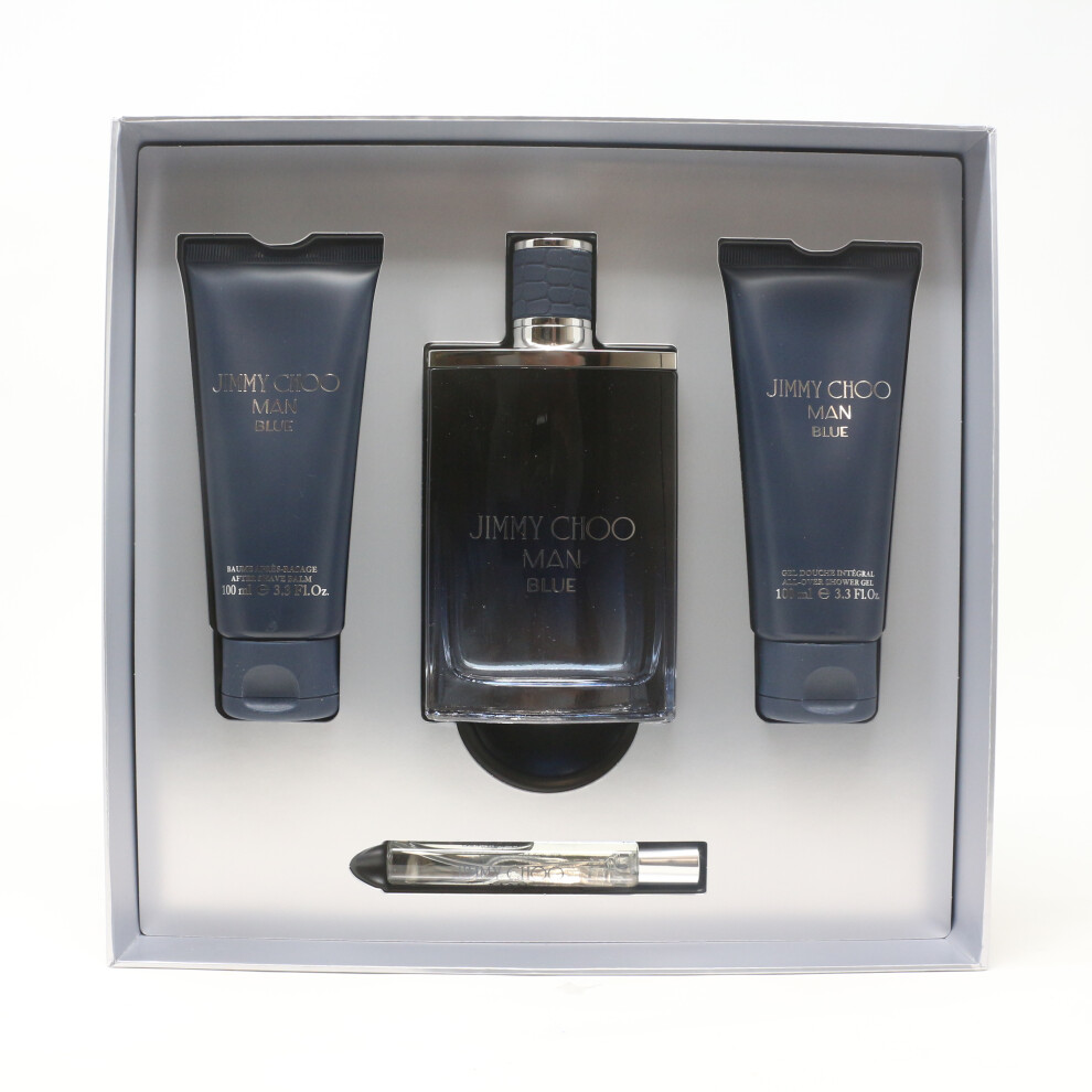 Jimmy Choo Man Blue Eau De Toilette 4-Pcs Gift Set  / New With Box