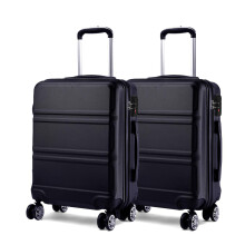 (black+black) 20+20 inch 2Pcs Colorful ABS Cabin Suitcase With TSA Lock