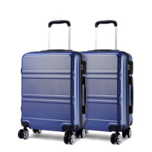(navy+navy) 20+20 inch 2Pcs Colorful ABS Cabin Suitcase With TSA Lock
