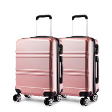 (nude+nude) 20+20 inch 2Pcs Colorful ABS Cabin Suitcase With TSA Lock