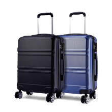 (black+navy) 20+20 inch 2Pcs Colorful ABS Cabin Suitcase With TSA Lock