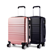 (black+nude) 20+20 inch 2Pcs Colorful ABS Cabin Suitcase With TSA Lock