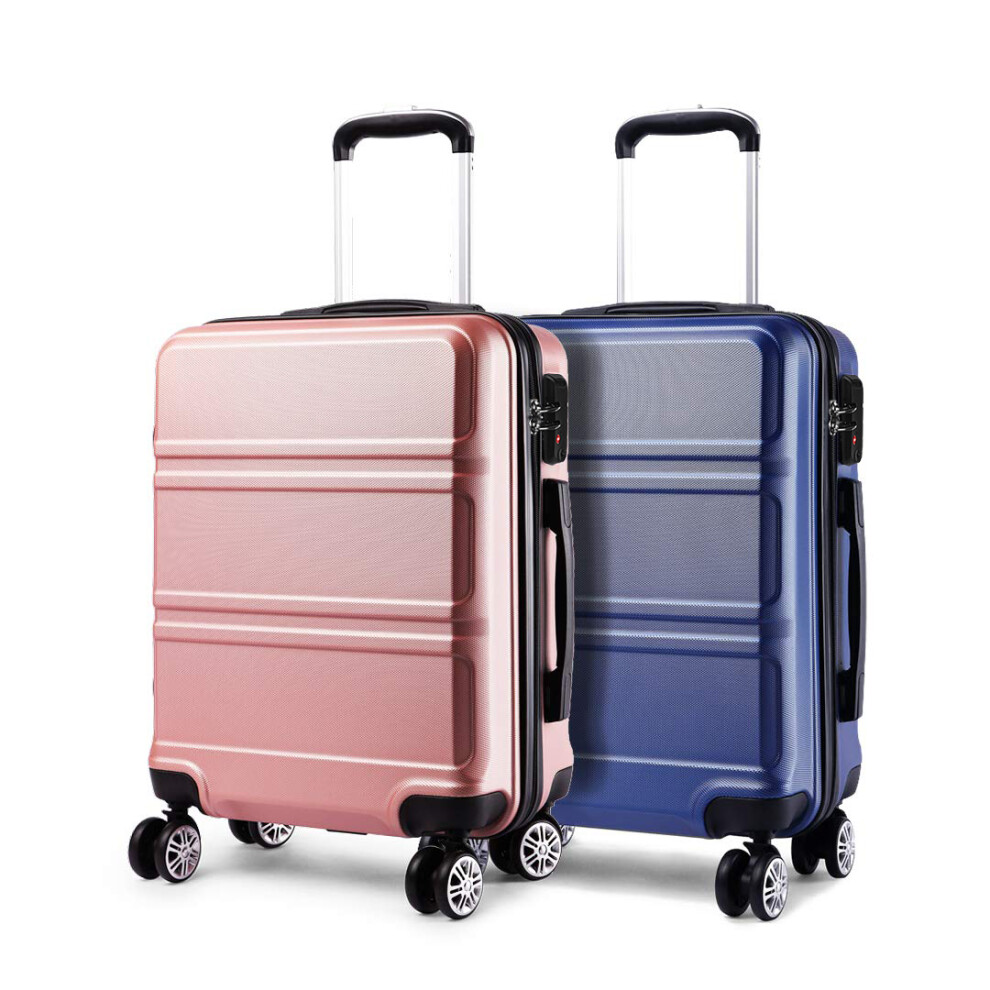 (nude+navy) 20+20 inch 2Pcs Colorful ABS Cabin Suitcase With TSA Lock-image-OPC-PFRHYV8-NEW