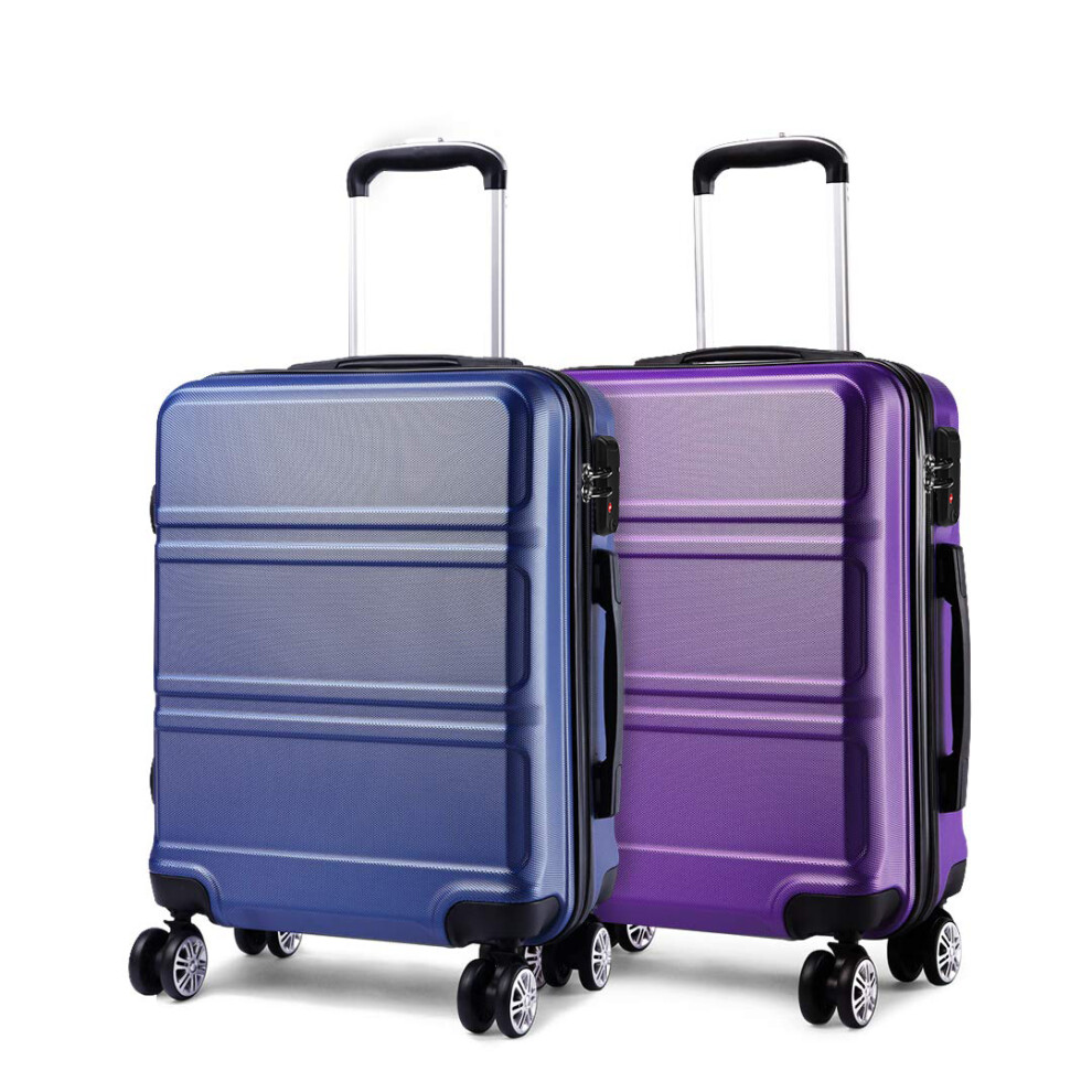 (navy+purple) 20+20 inch 2Pcs Colorful ABS Cabin Suitcase With TSA Lock