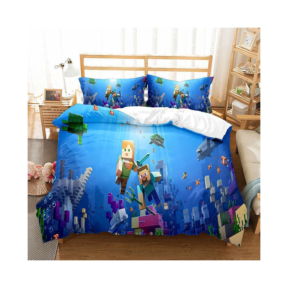 (Style 9, King 240*220cm) Duvet Cover for Minecraft Fans Series Printed Bedding Cartoon Pillowcase