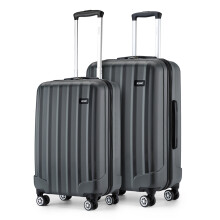 (Grey) 20+24 inch 2Pcs Striped ABS Hard Shell Suitcase