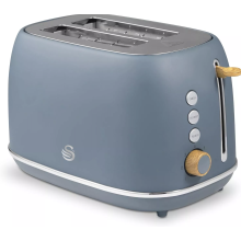 Swan Fjord 2 Slice Toaster with Wooden Accents ST19030GRY (Grey)