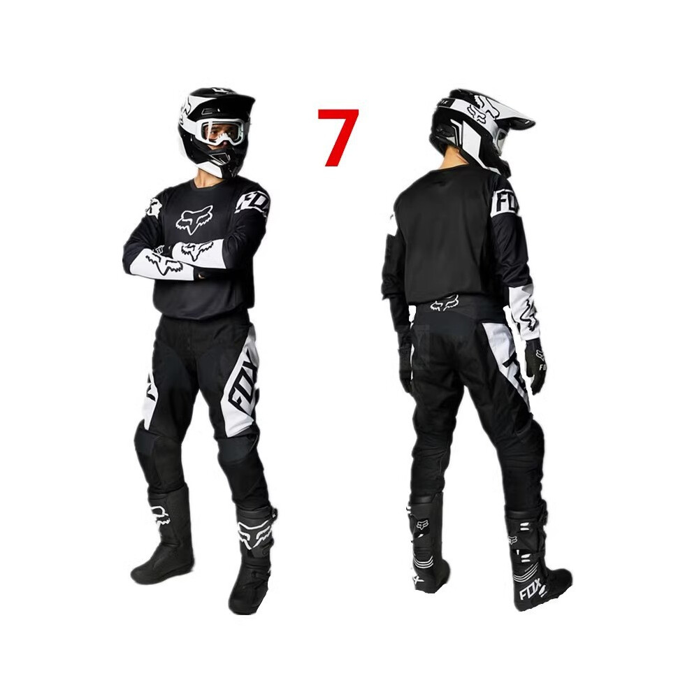 (L) New off-road motorcycle clothing riding clothes mountain outdoor competitive sweat absorption breathable motorcycle clothing white black