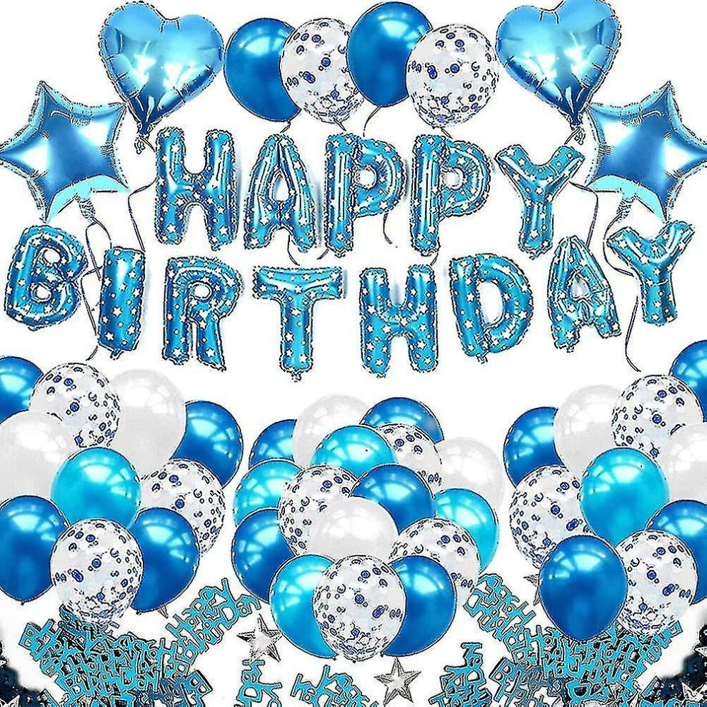CumpleañOs NiñO Globo Azul Guirnalda De Globos Feliz CumpleañOs, 20 Globos De LáTex Azul, 10 Globos Blancos-image