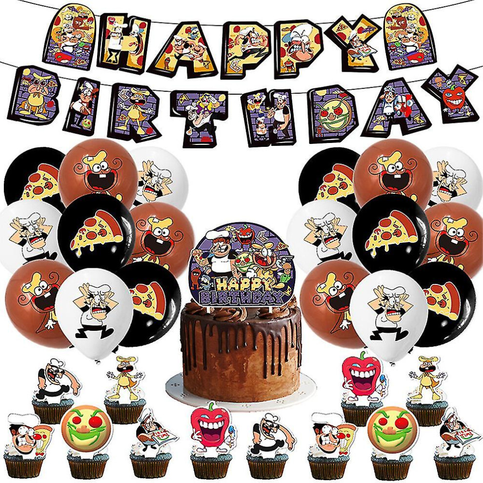 Pizza Tower Themed Birthday Party Supplies DekoráCie Set Banner BalóNiky Cake Cupcake Toppers-image