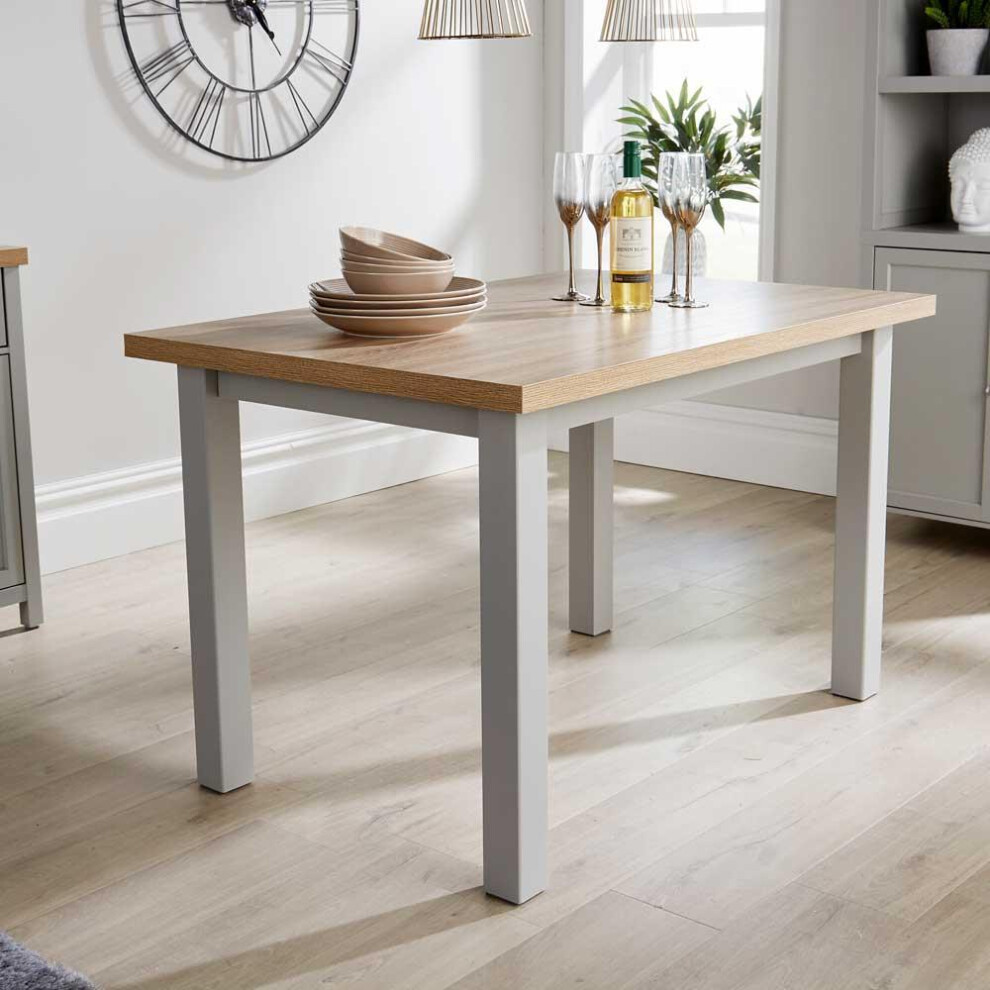 Grey with Oak Top 1.2m Two Tone Wooden Dining Kitchen Table