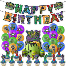 Teenage Mutant Ninja Turtles Themed Birthday Party Supplies Decoration Set Banner Balloons Cake Cupcake Toppers