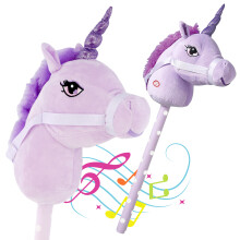 (Lilac) The Magic Toy Shop Kids Hobby Horse or Unicorn with Galloping Neighing Sounds Childrens Toy