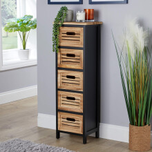 (5 Drawer Black and Oak) Storage Chest 3/4/5 Drawers Solid Wooden Fully Assembled