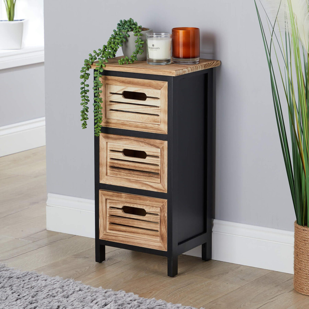 (3 Drawer Black and Oak) Storage Chest 3/4/5 Drawers Solid Wooden Fully Assembled-image-OPC-PFDZMQK-NEW