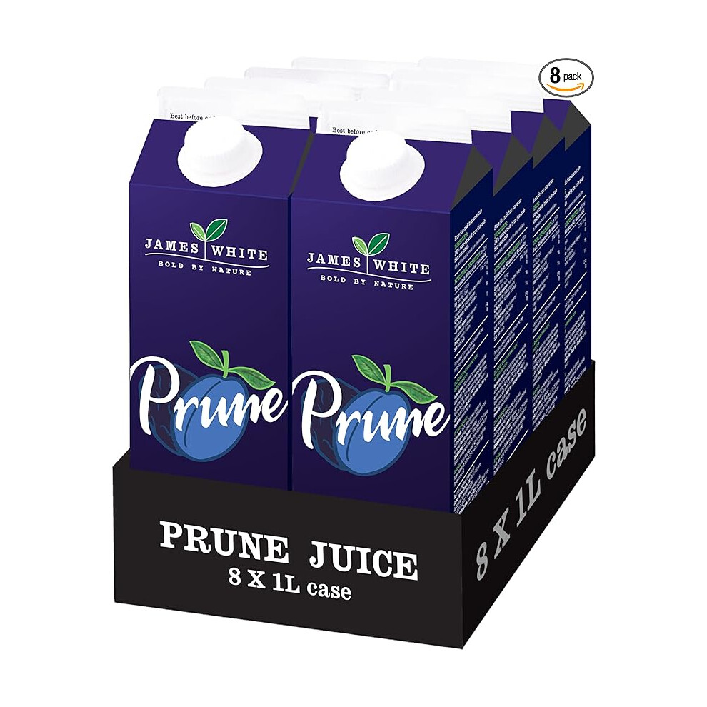 James Prune Juice Cartons 1L - All Natural - Vegan - No Added Sugar (Pack Of 8) White