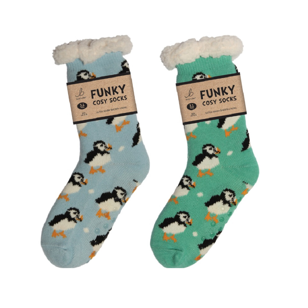 Bartleby Ladies Sherpa Socks - Puffy Puffin Design - 1 Supplied