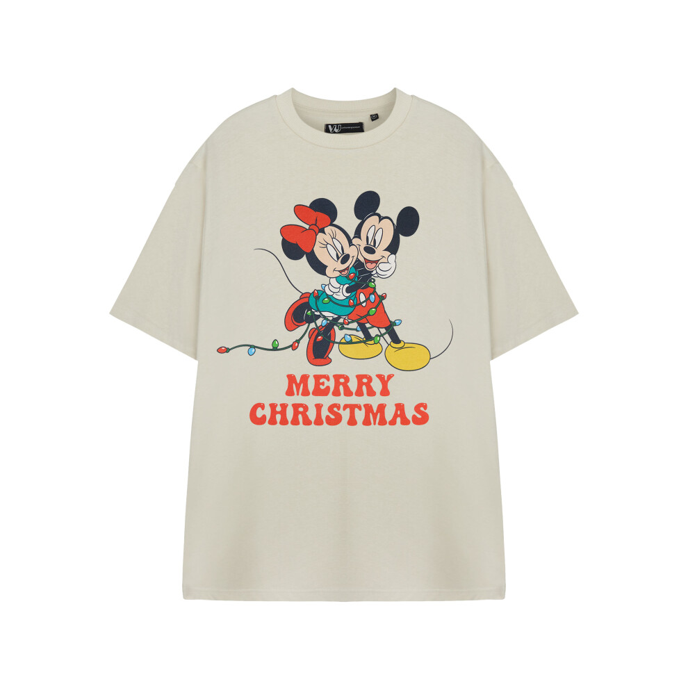 (Medium) Disney Short Sleeved T-Shirt (Womens Beige)