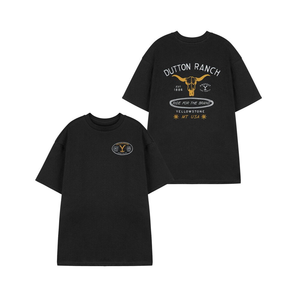 (Medium) Yellowstone Short Sleeved T-Shirt (Mens Black)