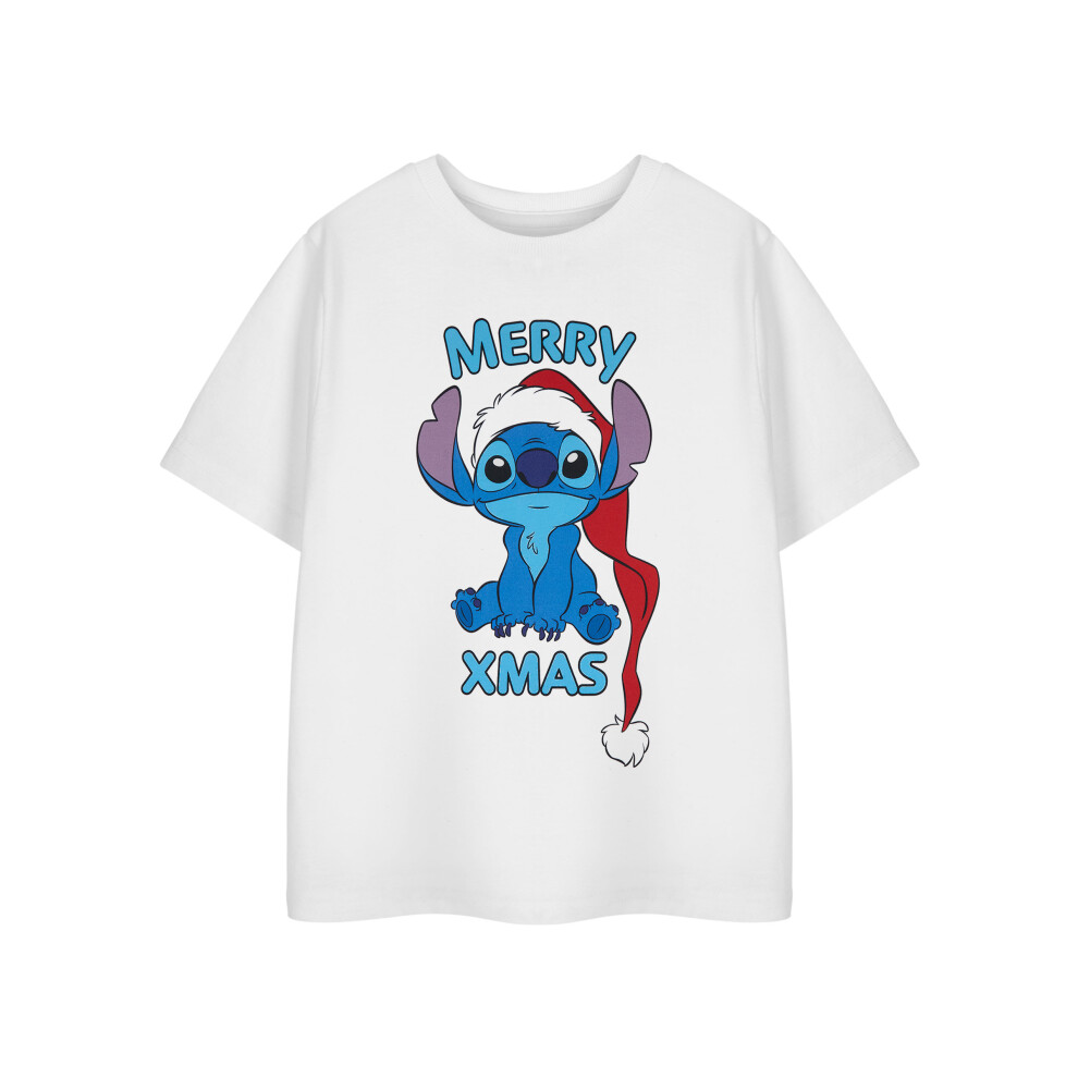 (13-14 Years) Disney Lilo & Stitch Short Sleeved T-Shirt (Girls White)