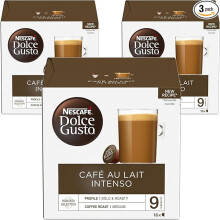 NESCAFÉ Dolce Gusto Cafe Au Lait Intenso Coffee Pods, 16 Capsules (48 Servings, Pack of 3, Total 48 Capsules)