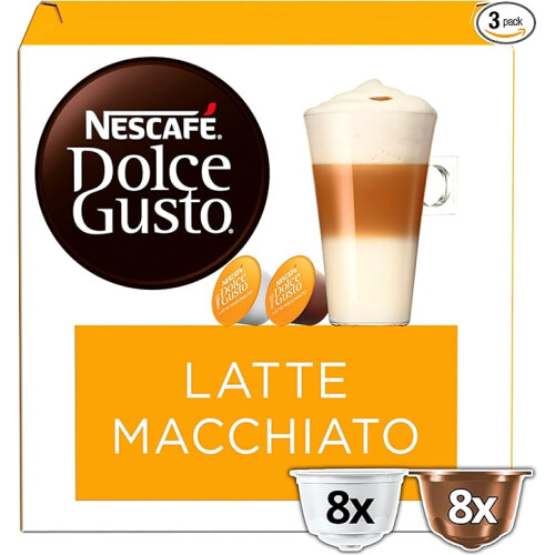 NESCAFÉ Dolce Gusto Latte Macchiato Coffee Pods - total of 48 Latte Macchiato Coffee Pods - Milky Coffee (3 Packs)