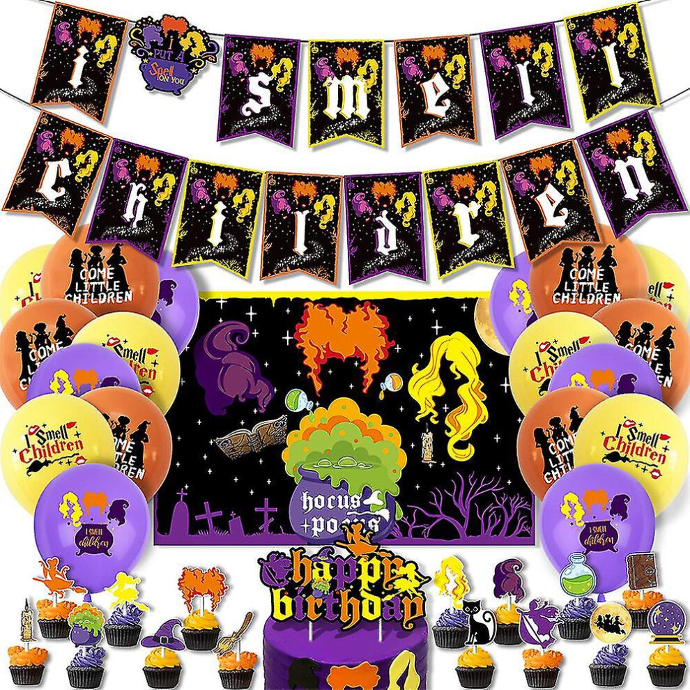 Hocus Pocus Party Decoration Banner Balloons Cake Toppers Backdrop Sets-image