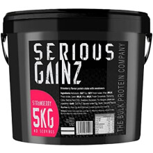 SERIOUS GAINZ Whey Protein Powder by The Bulk Protein Company - 30g Protein, 468 Cal/Serving, Strawberry, 5kg Mass Gainer