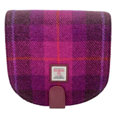 Purple Check harris Tweed Cross Body Bag