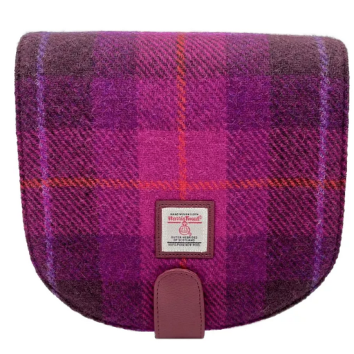 Purple Check harris Tweed Cross Body Bag