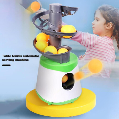 (Blue) Pitching Machine Kids Table Tennis Training Device Safe Easy Assembly Fun Ejection Toy Pitching Machine 1