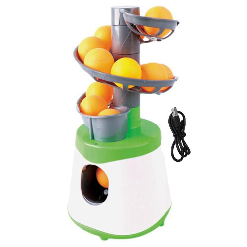 (Green) Pitching Machine Kids Table Tennis Training Device Safe Easy Assembly Fun Ejection Toy Pitching Machine