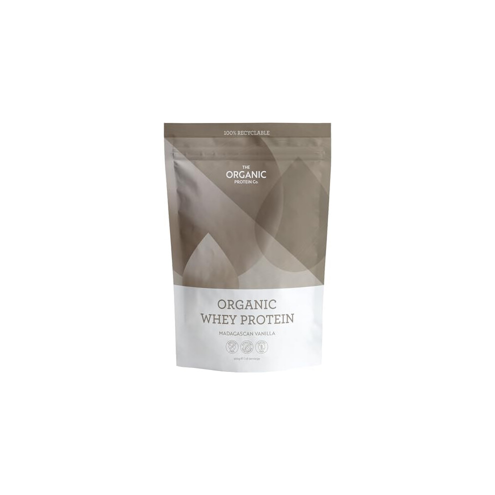 The Organic Protein Co Madagascan Vanilla Organic Whey Protein Powder Additive Free, Undenatured, Bioactive, UPF Free, Emulsifier Free, Primarily 400g