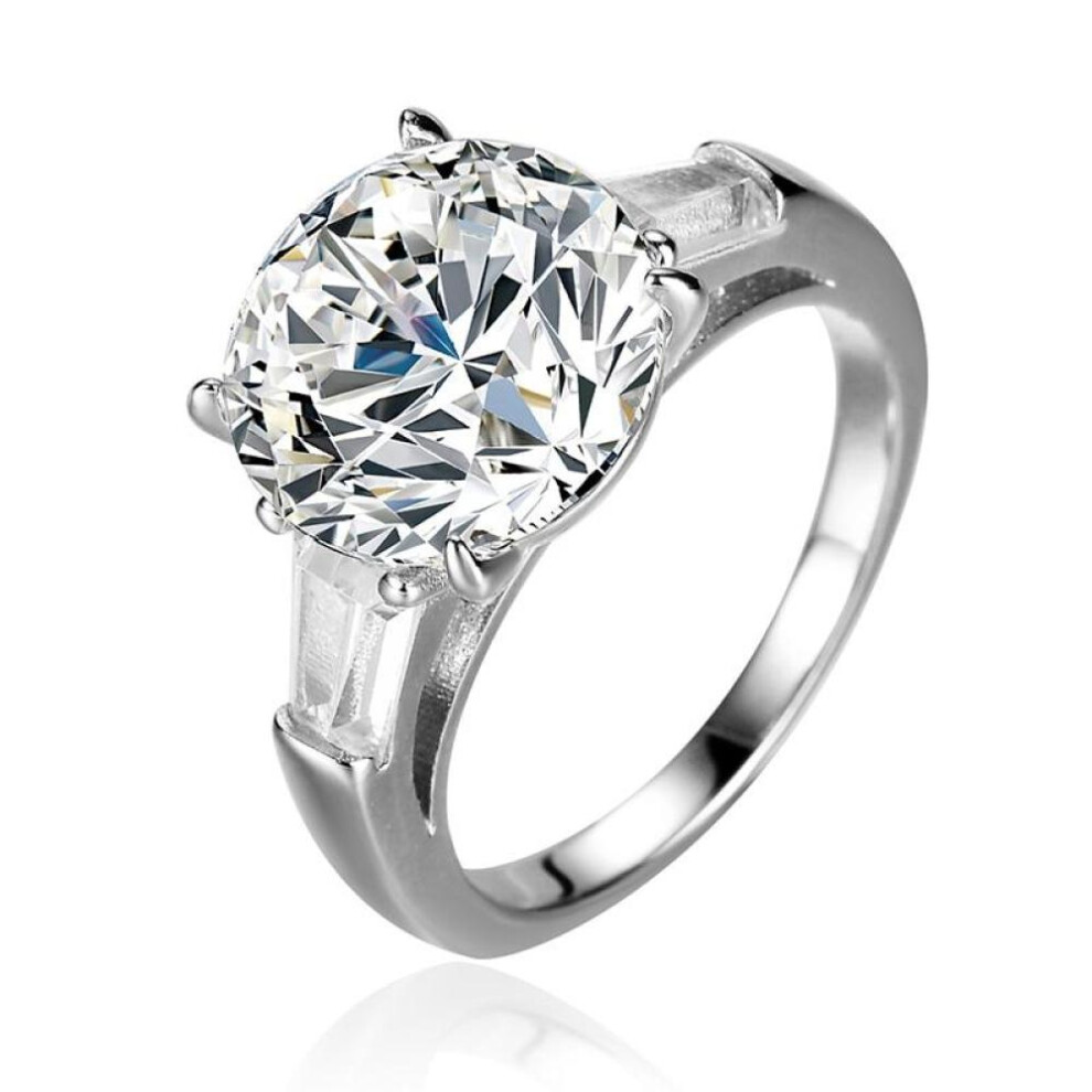 (white, 9) Bagueringen Luxury Big 5 Carat Moissanite Diamond Ring Sterling Silver 925 Jewelry Classic Four Claw Design Female Wedding Rings