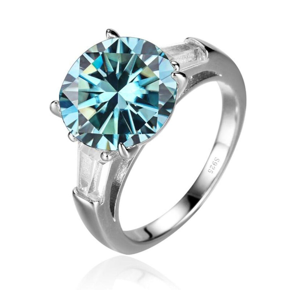 (blue, 8.5) BagueRingen Luxury Big 5 Carat Moissanite Diamond Ring Sterling Silver 925 Jewelry Classic Four Claw Design Female Wedding Rings