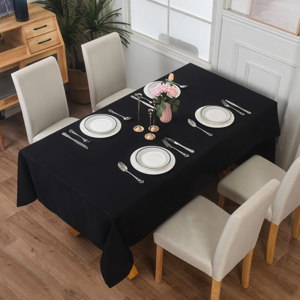 (BLACK, 150 x 300 cm) Extra Large Rectangular Fabric Tablecloth 150x300cm and 140x200cm 5 Colours