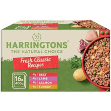 Harringtons Complete Wet Tray - Grain-Free Hypoallergenic Adult Dog Food 16x400g (Turkey, Beef, Lamb & Salmon)