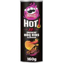 (Pack Of 6) Pringles Hot Smokin' BBQ Ribs Flavour Crisps 160g