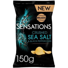 (Pack Of 4) Walkers Sensations Crushed Sea Salt & Black 150g