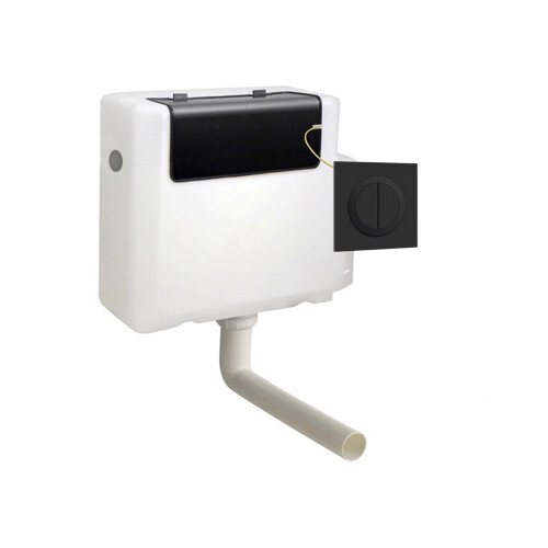 NES Home Nes Home Concealed Cistern Dual Flush Side Inlet Round Button Matte Black