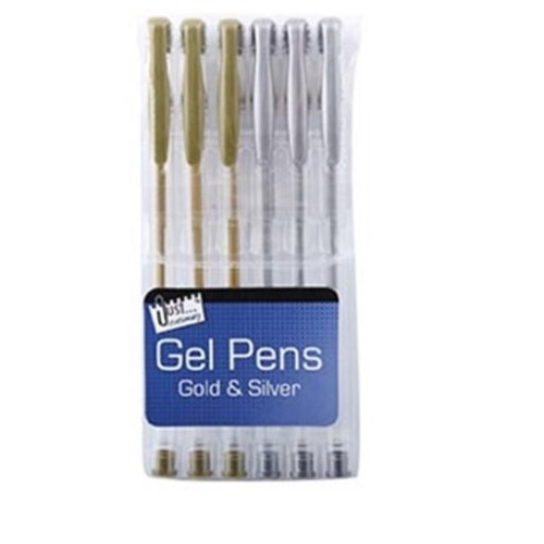 Pack Of 6 Gold silver Gel Pens Writing Stationery Christmas Card Pens