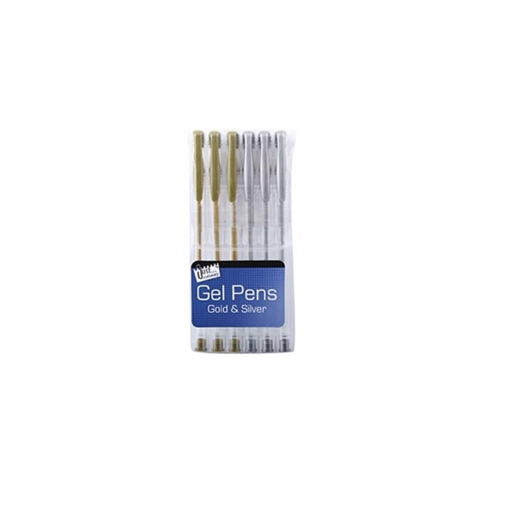 Pack Of 6 Gold silver Gel Pens Writing Stationery Christmas Card Pens