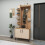 (Atlantic Pine & Beige) Lefteris Hallway Coat Rack with Shelves 3