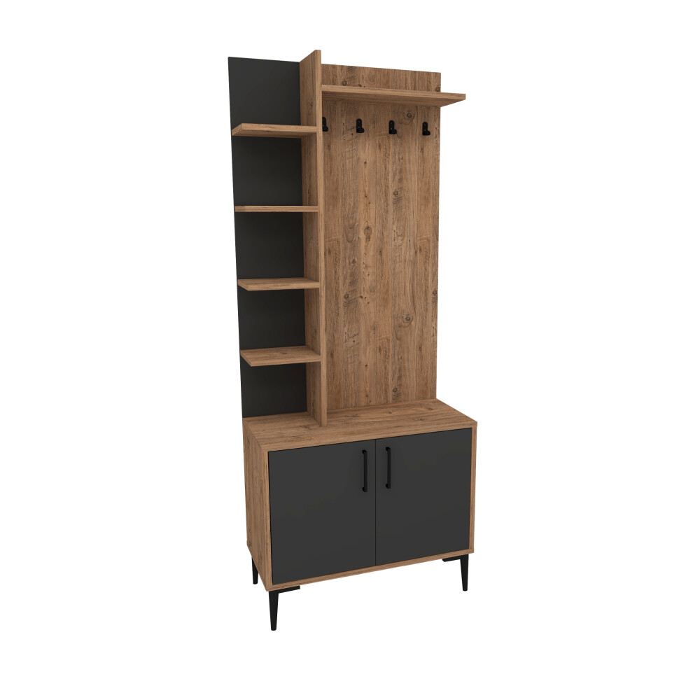 Destina Home (Atlantic Pine & Anthracite) Lefteris Hallway Coat Rack With Shelves Multicoloured