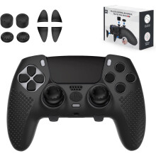 PS5 Edge Controller Cover,PS5 Controller Skin for PlayStation 5 Wireless Edge Controller with 4PCS Thumb Grip Caps+L2 R2 Trigger Extender
