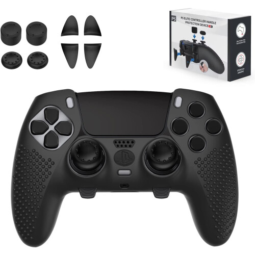 PS5 Edge Controller Cover,PS5 Controller Skin for PlayStation 5 Wireless Edge Controller with 4PCS Thumb Grip Caps+L2 R2 Trigger Extender 1