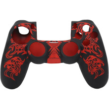 (Black-red) Game Controller Skin Grip Cover Case, Soft Silicone Case, Skin Grip Shell Cover for PlayStation 4 PS4 Controller