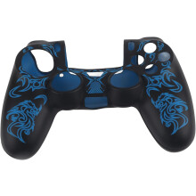 (Black-Blue) Game Controller Skin Grip Cover Case, Soft Silicone Case, Skin Grip Shell Cover for PlayStation 4 PS4 Controller