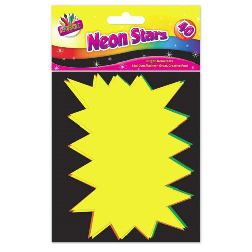 40 Neon Card Stars Flourescent Flash Pricing Tags Labeling 15cm x 10cm