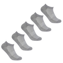 (Grey, UK 4-8) Ladies 5 Pairs Trainer Liner Socks Plain Ankle Gym Everyday Cotton Rich 4-8